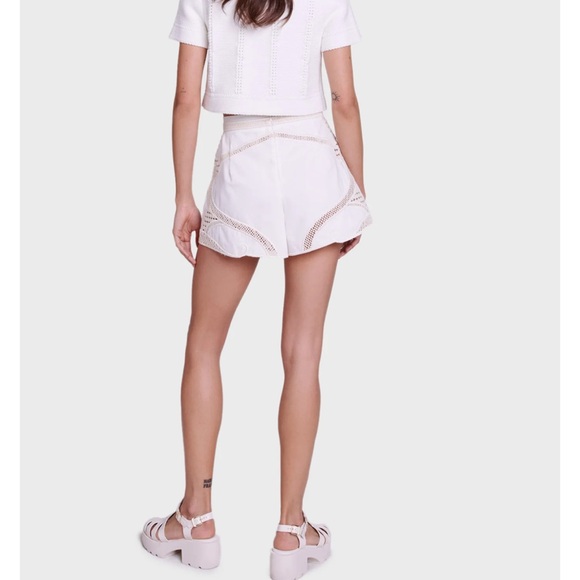 NWT 🐚 MAJE Crochet-knit White Women's Shorts - Picture 4 of 9